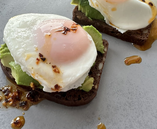 Crunchy Chili Avocado Toast with a Runny Egg